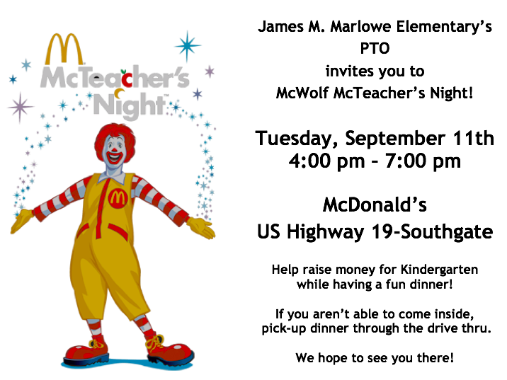 McWolf Night- Tuesday, September 11th