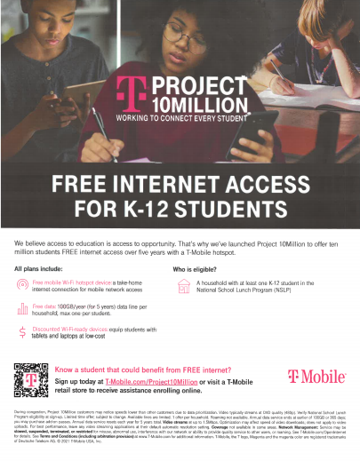 T-Mobile Free Internet Access Grades K-12