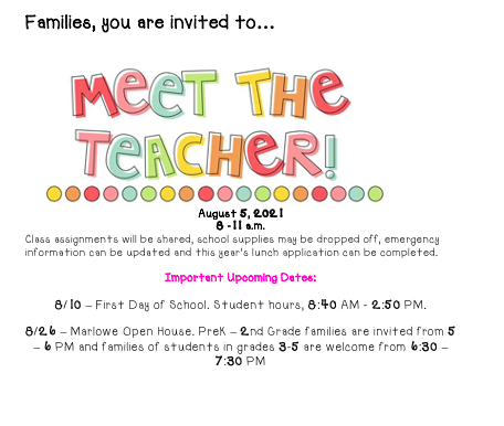 Meet the Teacher_August 5th 8-11 a.m.