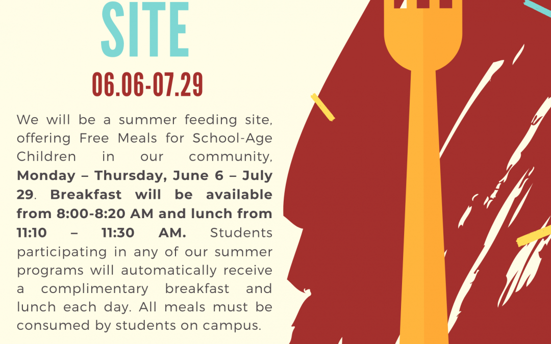This summer we are a feeding site. See below for details. Please call the front office at (727)- 774-8600 if you have any questions.